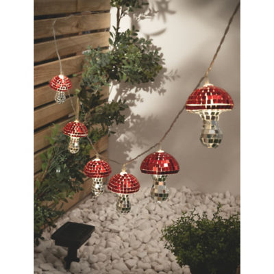 Red Disco Mushroom Solar String Lights thumbnail 2