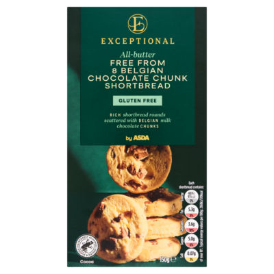 All-Butter Free From Belgian Chocolate Chunk Shortbread Rounds 150g