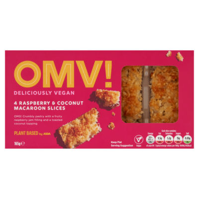 Plant Based by OMV! 4 Raspberry & Coconut Macaroon Slices 165g