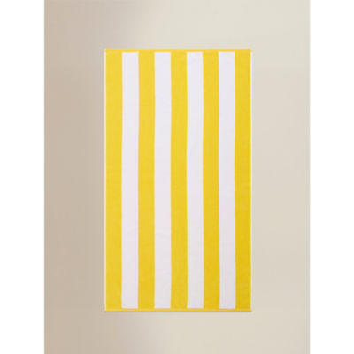 Striped Yellow Cotton Regular Beach Towel (79x152cm)