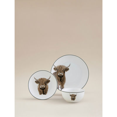White Highland Cow Dinner Set 12 Piece
