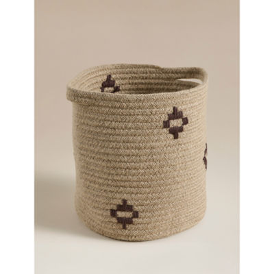 Geometric Woven Jute Storage Basket thumbnail 2