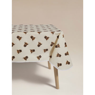 Beige & White Highland Cow Wipeclean Tablecloth thumbnail 2
