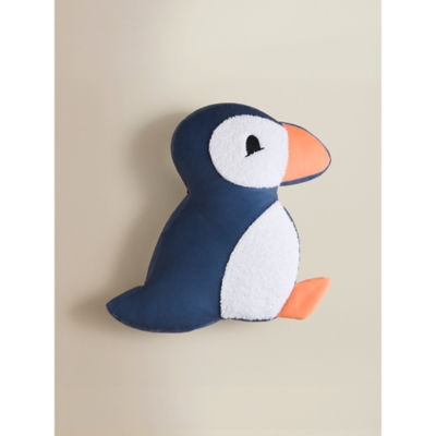 Navy Puffin-Shaped Cushion