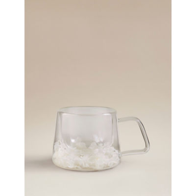 White Floral Double Wall Mug