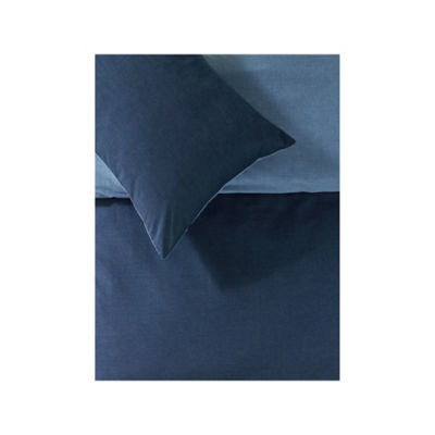 Navy Plain Reversible Duvet Set Single thumbnail 3