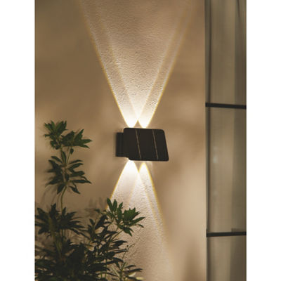 Black Up & Down Solar Wall Light thumbnail 2