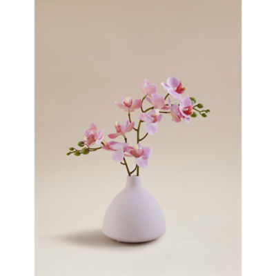 Pink Artificial Orchids in Stripe Vase thumbnail 2