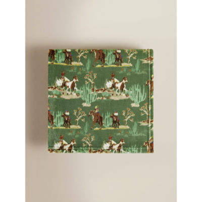 Green Western Horse Super Soft Throw 120x150