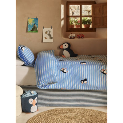 Blue Puffin Tufted Reversible Duvet Set Single