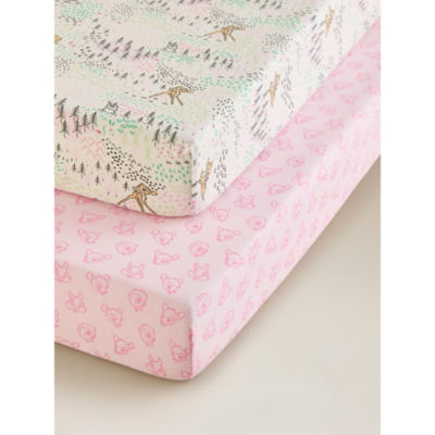 Bambi Cotton Jersey Cot Bed Fitted Sheets - Set of 2