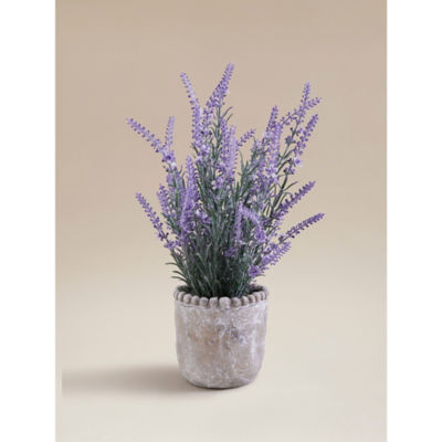 Purple Artificial Lavenders In Stone-Effect Cement Pot