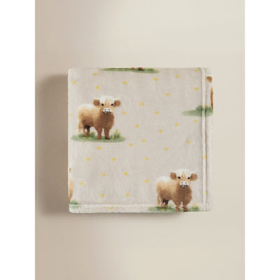 Natural Highland Cow Daisy Super Soft Throw 120x150