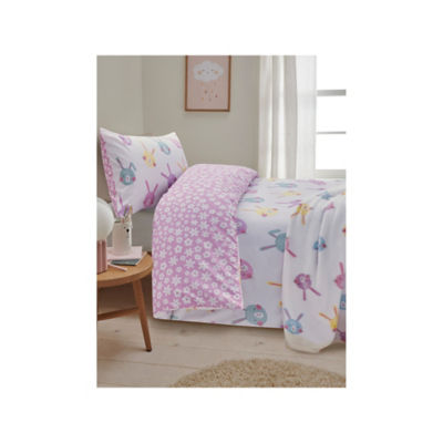 Pink & White Bunnies Reversible Cotton Duvet Set Toddler