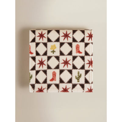 Natural Checkerboard Western Super-Soft Throw 120x150