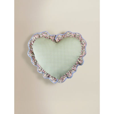 Green Gingham Heart-Shaped Cushion 40x35