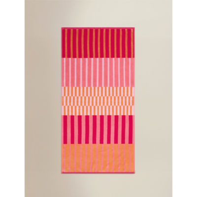 Pink & White Broken Stripe Cotton Beach Towel thumbnail 2