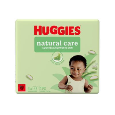 Huggies Natural Care Plastic Free Baby wipes - 4 packs of 48 Wipes