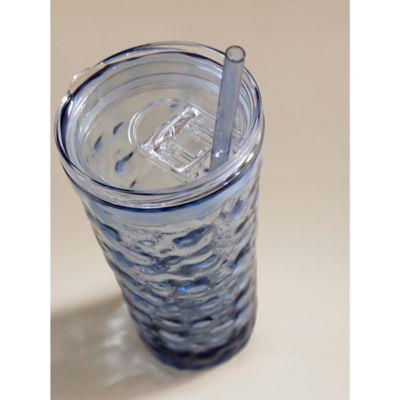 Outdoor Blue 22oz Plastic Tumbler with Straw thumbnail 3