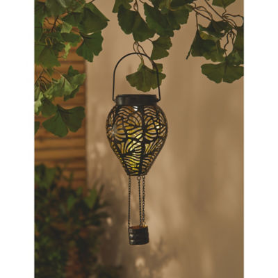 Black Metal Hot Air Balloon Solar Light thumbnail 2