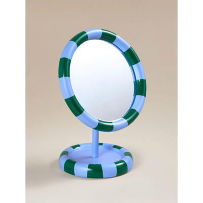 Blue & Green Striped Mirror with Trinket Tray Base thumbnail 2