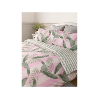 Stacey Solomon Pink & Green Palm Stripe Cotton Duvet Set