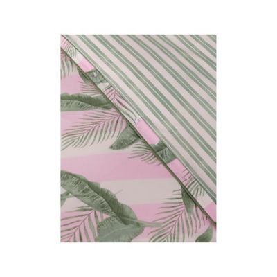 Stacey Solomon Pink & Green Palm Stripe Cotton Duvet Set thumbnail 5