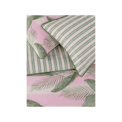 Stacey Solomon Pink & Green Palm Stripe Cotton Duvet Set thumbnail 6