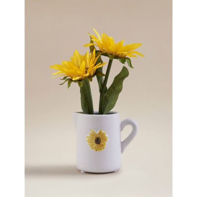 Artificial Sunflower In White Mini Jug