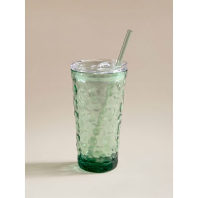 Outdoor Green 22oz Plastic Tumbler with Straw