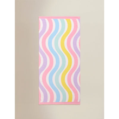 Pastel Rainbow Wiggle Cotton Beach Towel