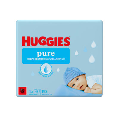 Huggies Pure Plastic Free Baby wipes - 4 packs of 48 wipes thumbnail 2