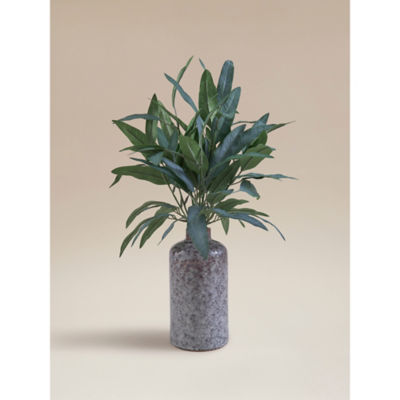 Blue Artificial Willow Leaf In Ceramic Pot
