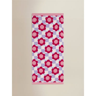 Floral Checkerboard Cotton Beach Towel