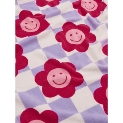 Floral Checkerboard Cotton Beach Towel thumbnail 3