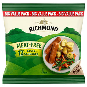 12 Frozen Meat-Free Vegan Sausages 456g