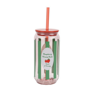 Outdoor Picnic Plastic Novelty Vintage Raspberry Soda Tumbler With Straw