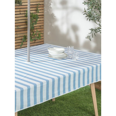 Blue Wipeable Tablecloth with Parasol Hole thumbnail 2