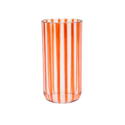 Outdoor Picnic Plastic Striped Orange Hiball Tumbler
