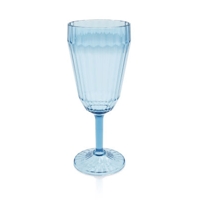 Outdoor Picnic Plastic Ribbed Blue Wine Goblet