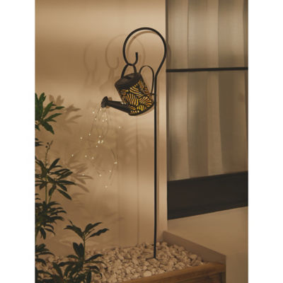 Black Watering Can Solar Stake Light thumbnail 2