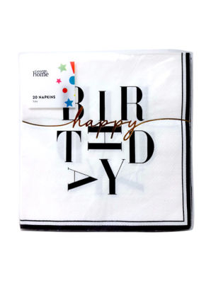 Mono Birthday Napkins 20pk
