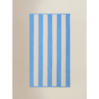 Striped Blue Cotton Regular Beach Towel (79x152cm) thumbnail 2