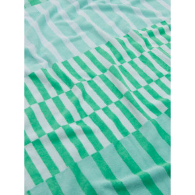 Blue & Green Broken Stripe Cotton Beach Towel thumbnail 3