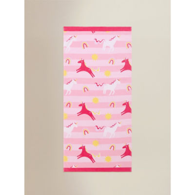 Pink Unicorn Printed Cotton Beach Towel thumbnail 2