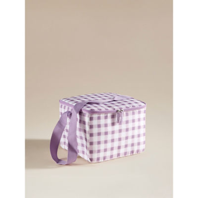 Lilac Gingham Print Collapsible Cool Bag 15L