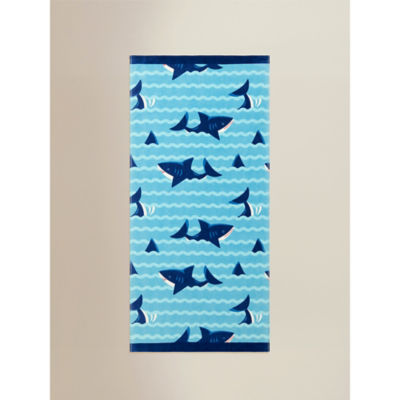 Blue Shark Printed Cotton Beach Towel thumbnail 2
