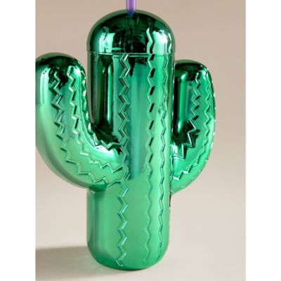 Outdoor Cactus Plastic Tumbler with Straw thumbnail 3