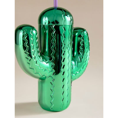 Outdoor Cactus Plastic Tumbler with Straw thumbnail 4
