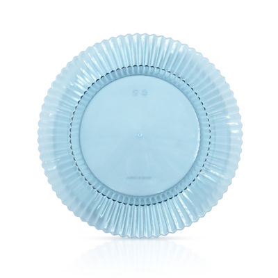 Outdoor Picnic Plastic Ribbed Blue Dinner Plate